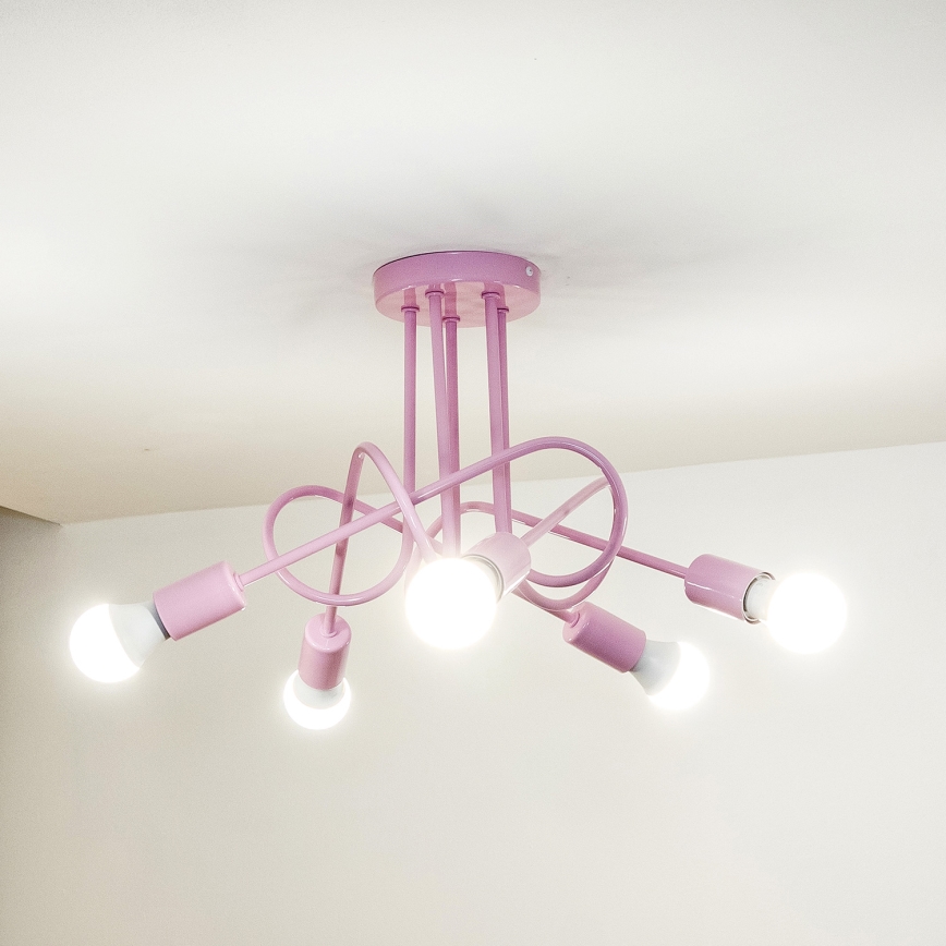 Opbouwkroonluchter OXFORD 5xE27/15W/230V roze