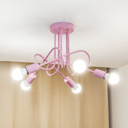 Opbouwkroonluchter OXFORD 5xE27/15W/230V roze