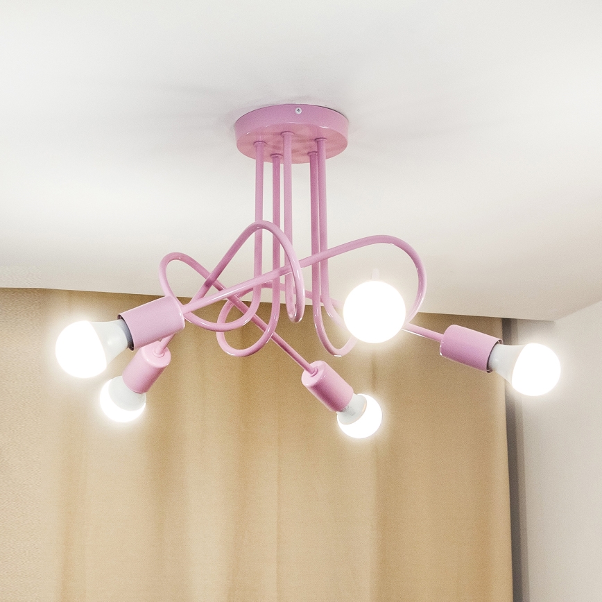 Opbouwkroonluchter OXFORD 5xE27/15W/230V roze