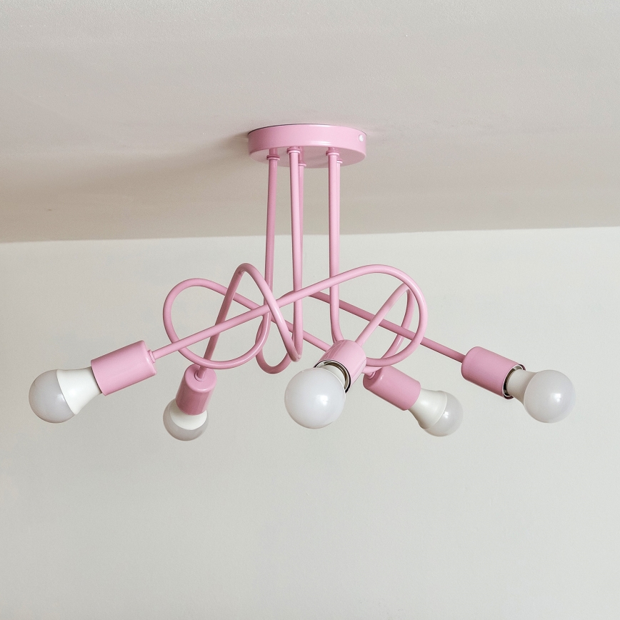 Opbouwkroonluchter OXFORD 5xE27/15W/230V roze