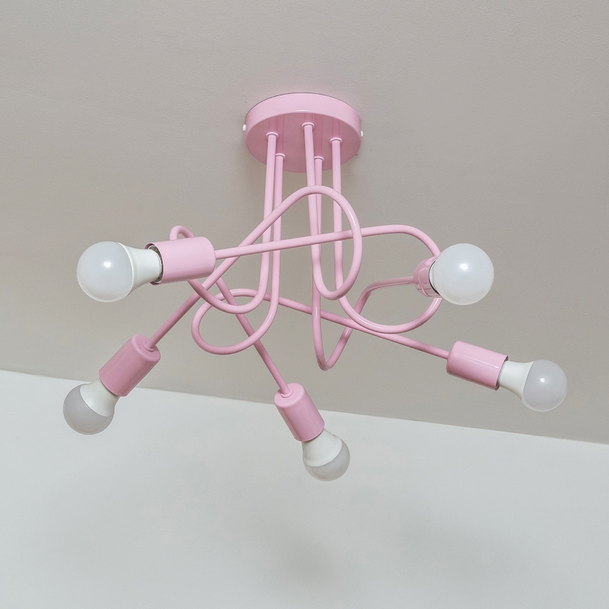 Opbouwkroonluchter OXFORD 5xE27/15W/230V roze