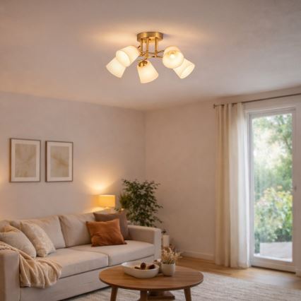 Opbouwkroonluchter PAFOS 5xE27/15W/230V goudkleurig