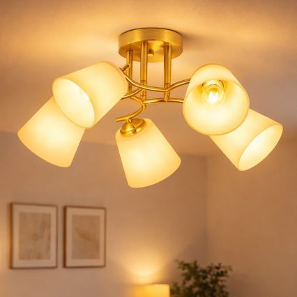 Opbouwkroonluchter PAFOS 5xE27/15W/230V goudkleurig