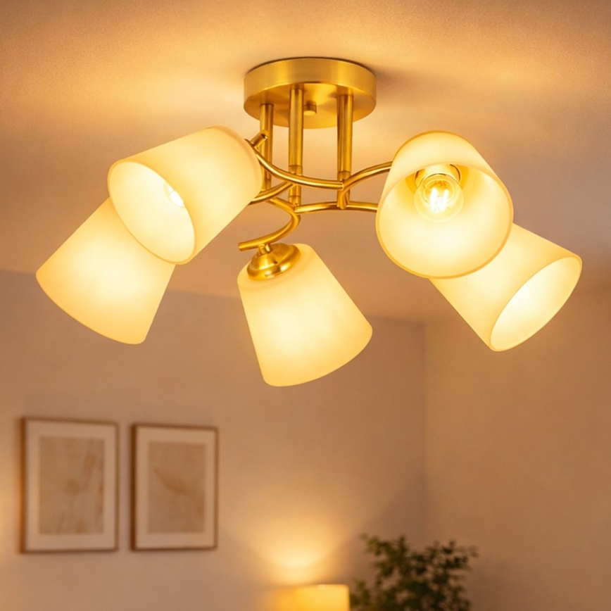 Opbouwkroonluchter PAFOS 5xE27/15W/230V goudkleurig