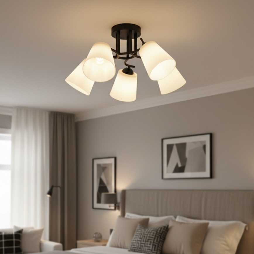 Opbouwkroonluchter PAFOS 5xE27/15W/230V zwart