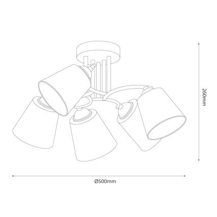 Opbouwkroonluchter PAFOS 5xE27/15W/230V zwart
