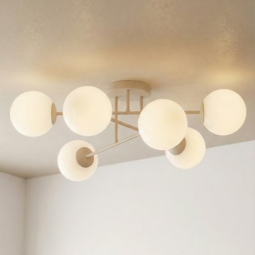 Opbouwkroonluchter ROMA 6xE14/10W/230V, beige