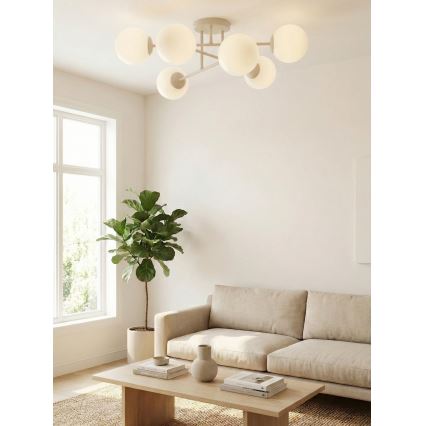 Opbouwkroonluchter ROMA 6xE14/10W/230V, beige