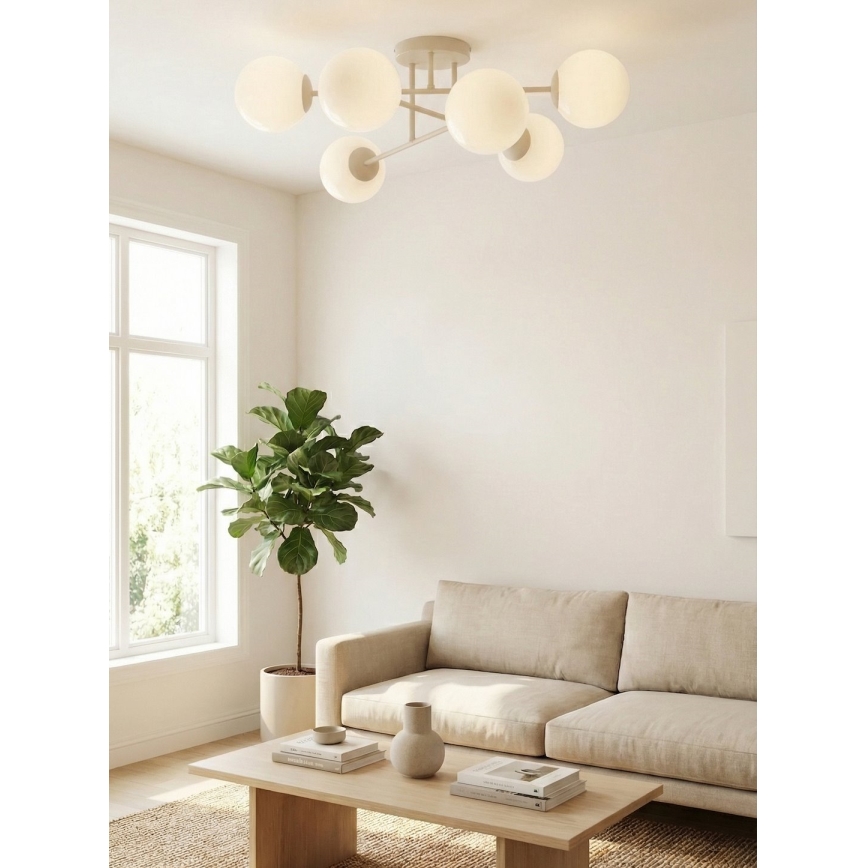 Opbouwkroonluchter ROMA 6xE14/10W/230V, beige