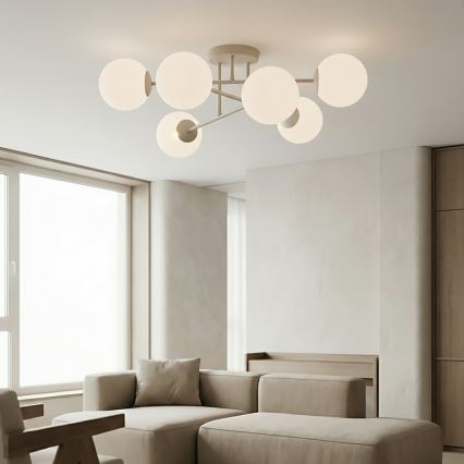 Opbouwkroonluchter ROMA 6xE14/10W/230V, beige