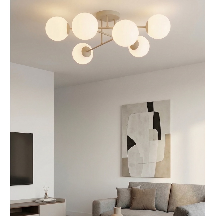 Opbouwkroonluchter ROMA 6xE14/10W/230V, beige