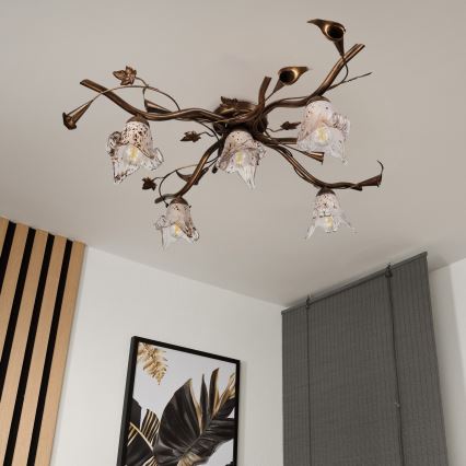 Opbouwkroonluchter ROZETA 5xE14/40W/230V brons