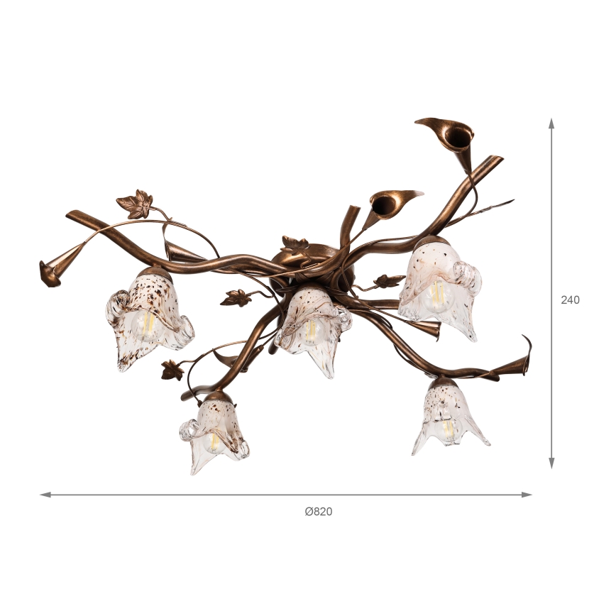 Opbouwkroonluchter ROZETA 5xE14/40W/230V brons
