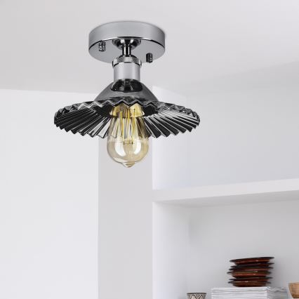 Opbouwlamp TRISH 1xE27/15W/230V glanzend chroom/rookzwart