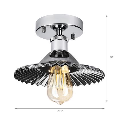 Opbouwlamp TRISH 1xE27/15W/230V glanzend chroom/rookzwart