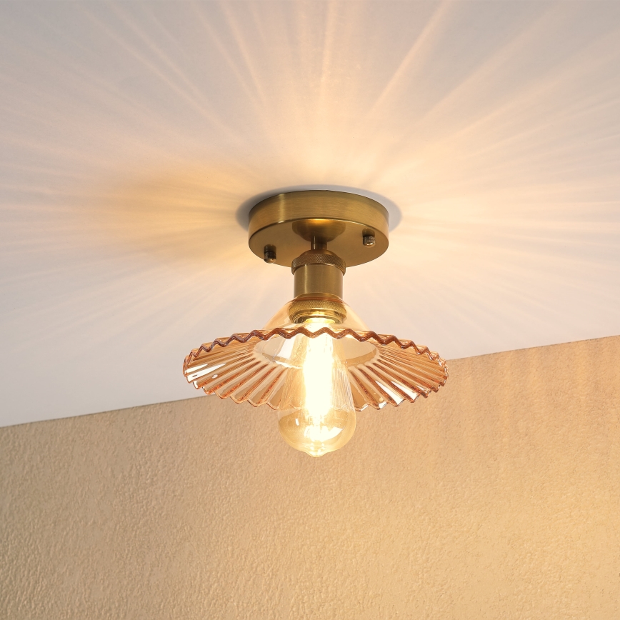 Opbouwlamp TRISH 1xE27/15W/230V goud/gerookt beige