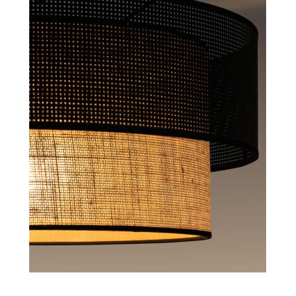 Opbouwplafondlamp BORHO 1xE27/60W/230V Ø40 cm zwart/jute
