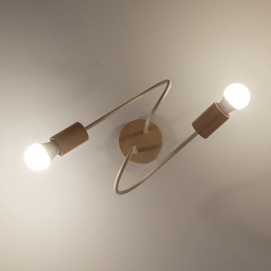 Opbouwplafondlamp OXFORD 2xE27/15W/230V dennenhout/crème