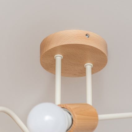 Opbouwplafondlamp OXFORD 2xE27/15W/230V dennenhout/crème