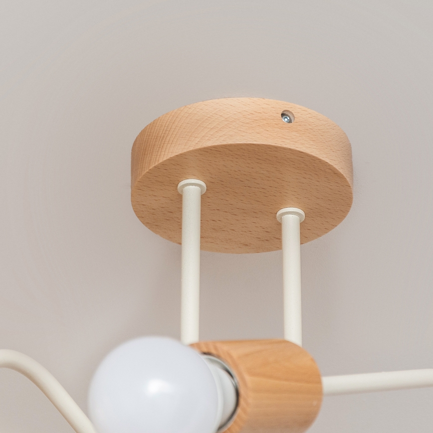 Opbouwplafondlamp OXFORD 2xE27/15W/230V dennenhout/crème
