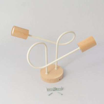 Opbouwplafondlamp OXFORD 2xE27/15W/230V dennenhout/crème