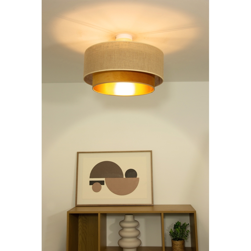 Opbouwplafondlamp SARTA 1xE27/60W/230V Ø 45 cm koper/jute