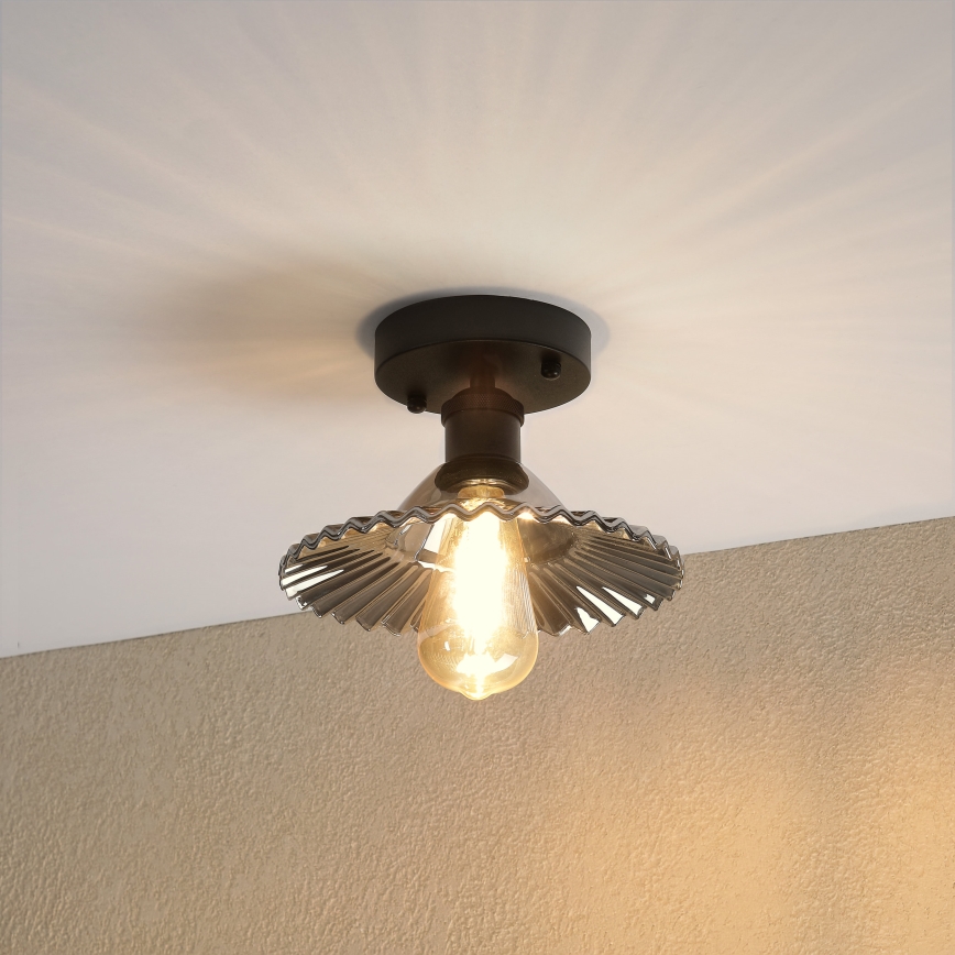 Opbouwplafondlamp TRISH 1xE27/15W/230V zwart/rookzwart