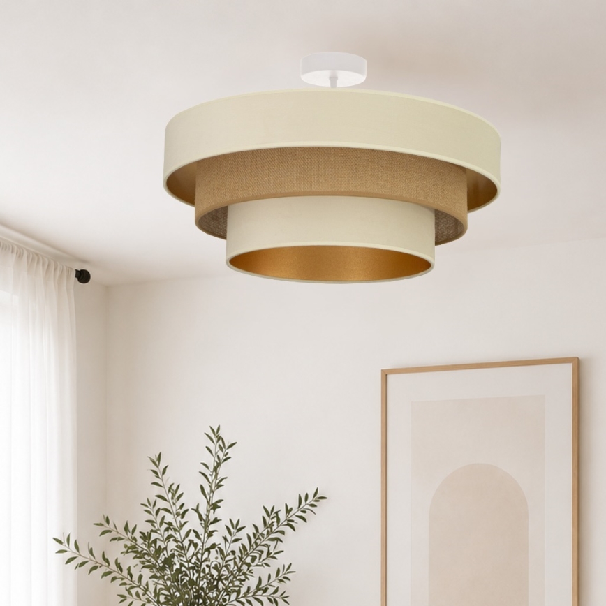 Opbouwplafondlamp WENTA 1xE27/60W/230V Ø 50 cm beige/jute