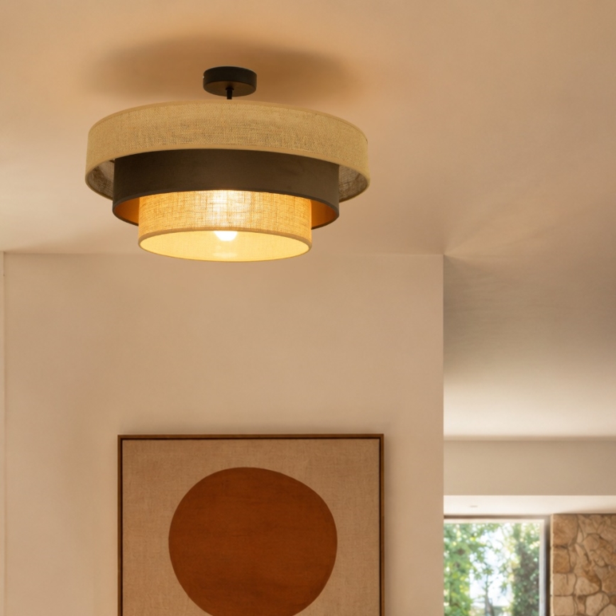 Opbouwplafondlamp WENTA 1xE27/60W/230V Ø 50 cm jute/bruin