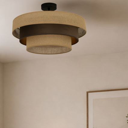 Opbouwplafondlamp WENTA 1xE27/60W/230V Ø 50 cm jute/bruin