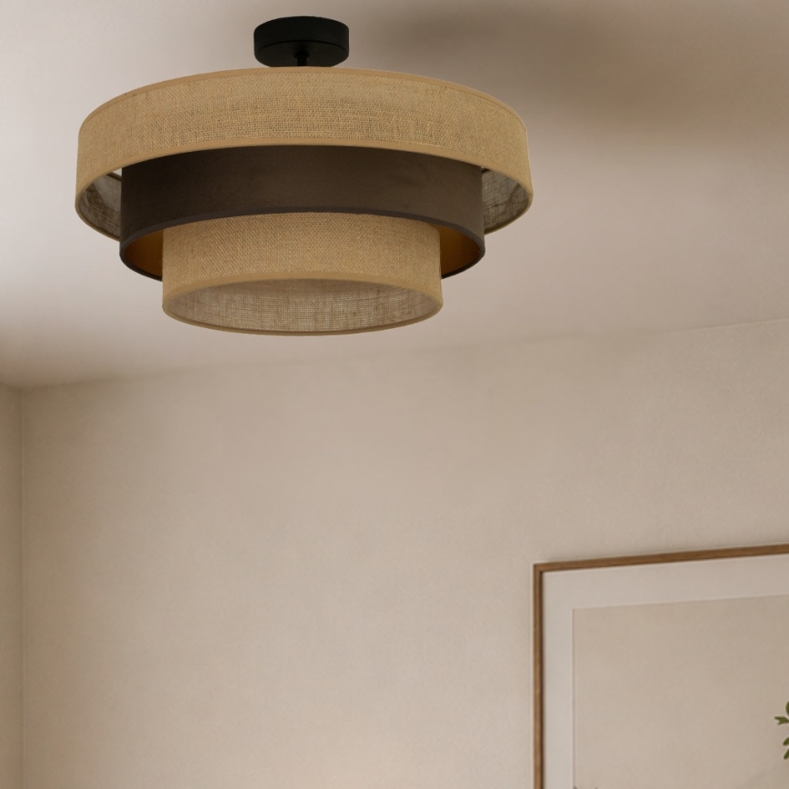 Opbouwplafondlamp WENTA 1xE27/60W/230V Ø 50 cm jute/bruin