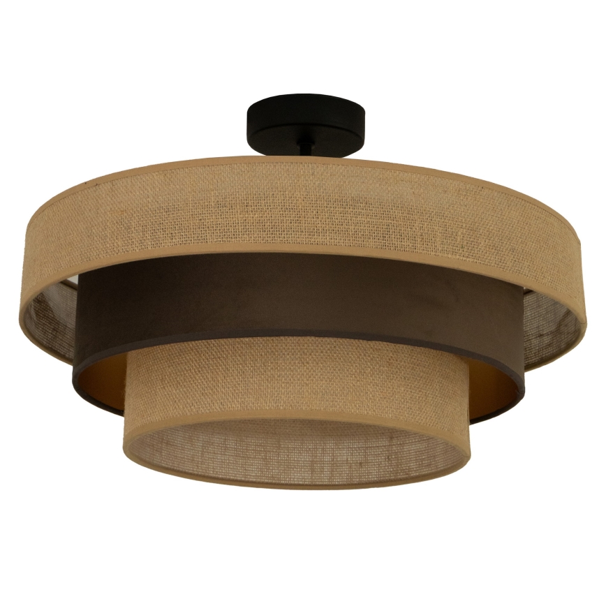 Opbouwplafondlamp WENTA 1xE27/60W/230V Ø 50 cm jute/bruin