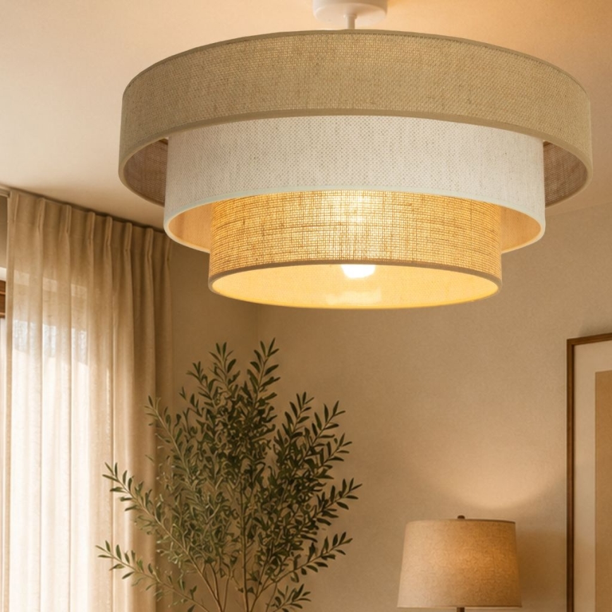 Opbouwplafonnière WENTA 1xE27/60W/230V Ø 50 cm jute/crème