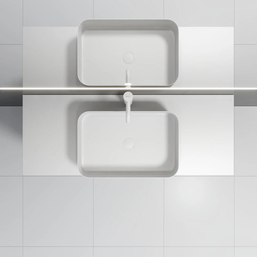Opbouwwastafel LJORDAL 52x34 cm staal/wit