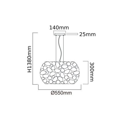 Open Design OR80186 - CARERA hanglamp aan kabel, 6x G9/7W/230V, Ø 55 cm, roségoud