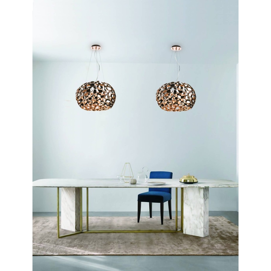 Open Design OR80186 - Suspension sur câble CARERA 6xG9/7W/230V diam. 55 cm or rose