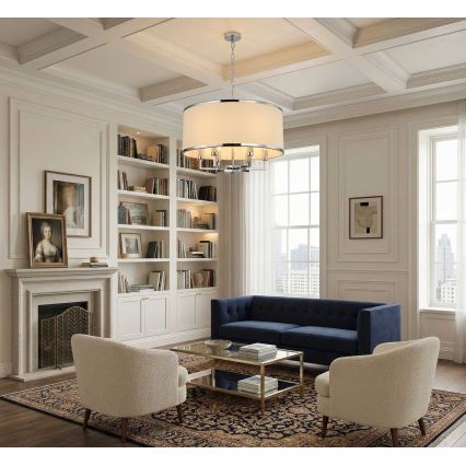 Open Design OR80216 - Kroonluchter met ketting CASA 6xE14/15W/230V crème/glanzend chroom
