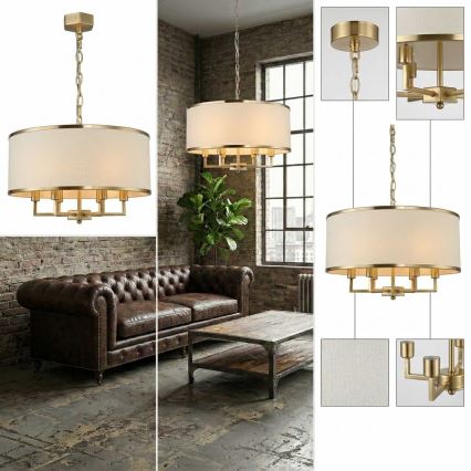 Open Design OR80230 - Kroonluchter aan ketting CASA 6xE14/15W/230V crème/messing
