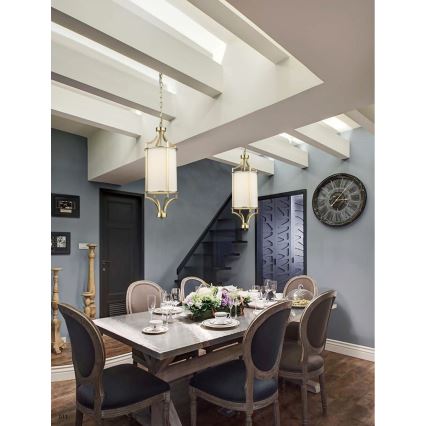 Open Design OR80568 - Kroonluchter aan ketting LUNGA 1xE27/15W/230V messing/wit