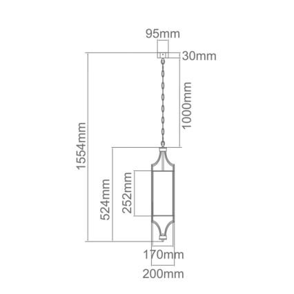 Open Design OR80568 - Kroonluchter aan ketting LUNGA 1xE27/15W/230V messing/wit