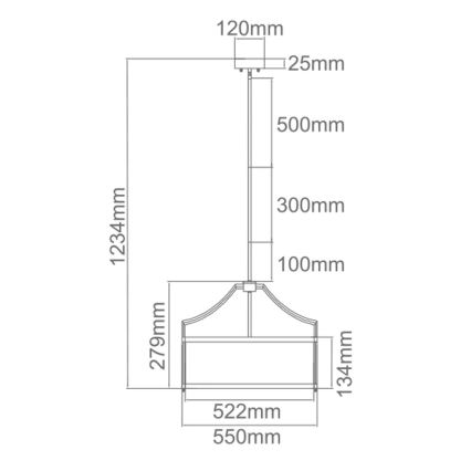 Open Design OR80896 - Lustre à tige STANZA 4xE27/15W/230V Ø 55 cm laiton/blanc