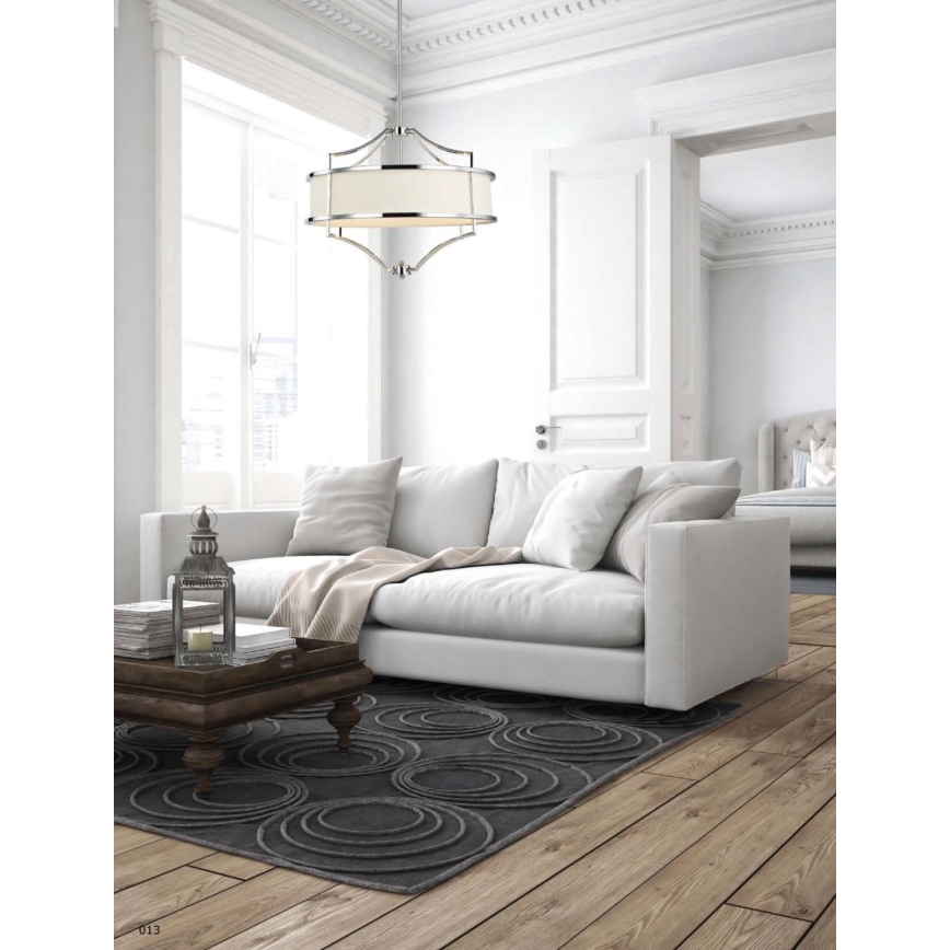 Open Design OR80919 - Hanglamp met stang STESSO 4xE27/15W/230V Ø 55 cm glanzend chroom/wit