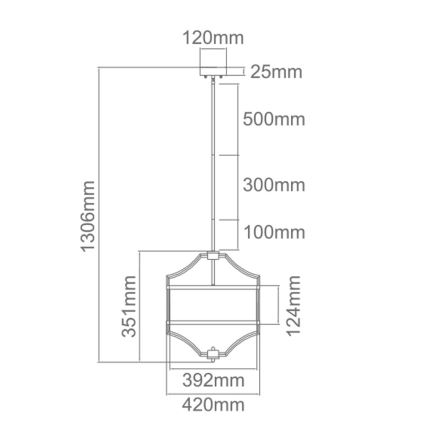 Open Design OR80926 - Hanglamp met stang STESSO 4xE27/15W/230V Ø 42 cm messing/wit
