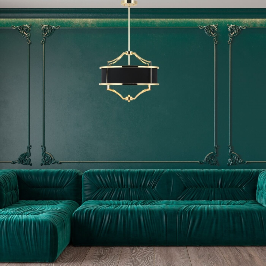 Open Design OR84160 - Pendellamp STESSO met stang 4xE27/15W/230V Ø 55 cm goud/zwart