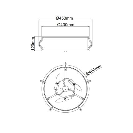Open Design OR84405 - PIRELO plafonnière 3x E14/12W/230V Ø 45 cm, messing
