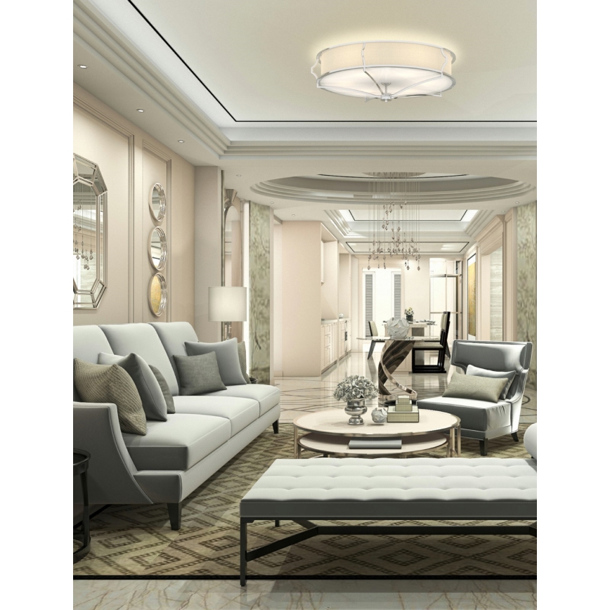 Open Design OR84412 - Plafonnier STESSO 4xE27/12W/230V Ø 65 cm chrome brillant/blanc