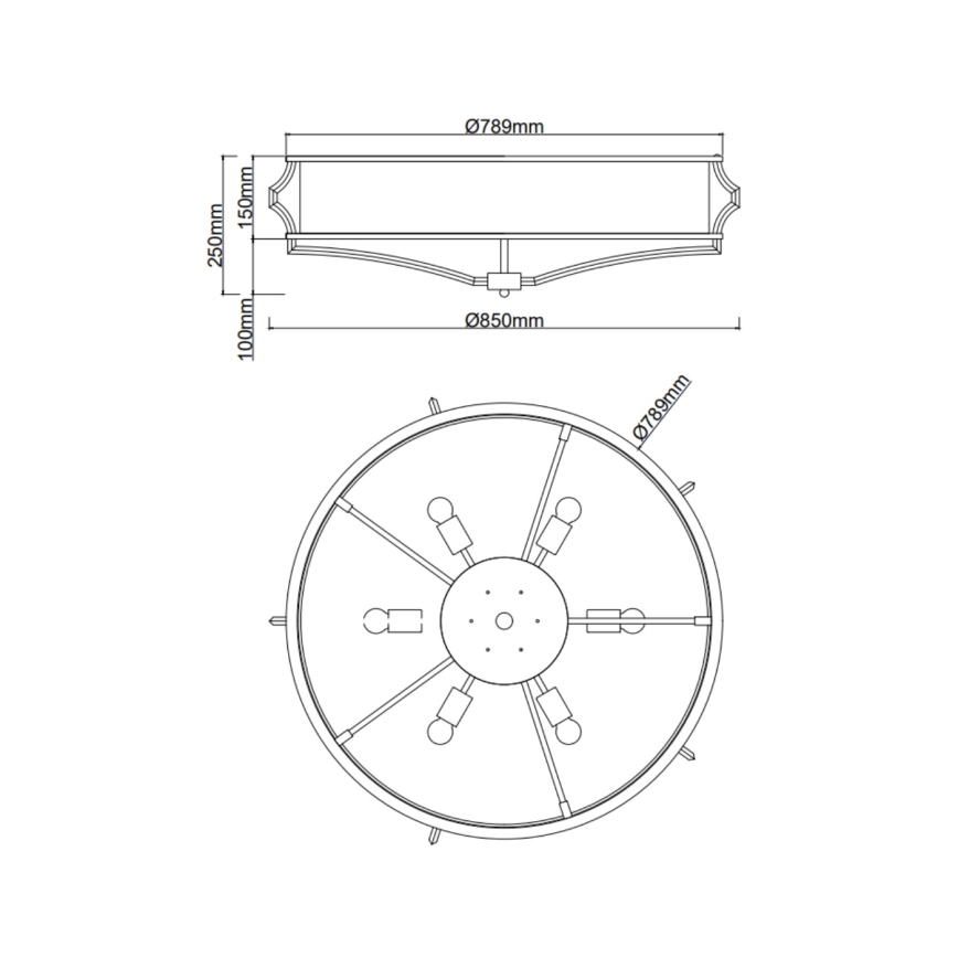 Open Design OR84443 - Plafonnier STESSO 6xE27/12W/230V Ø 85 cm laiton/blanc
