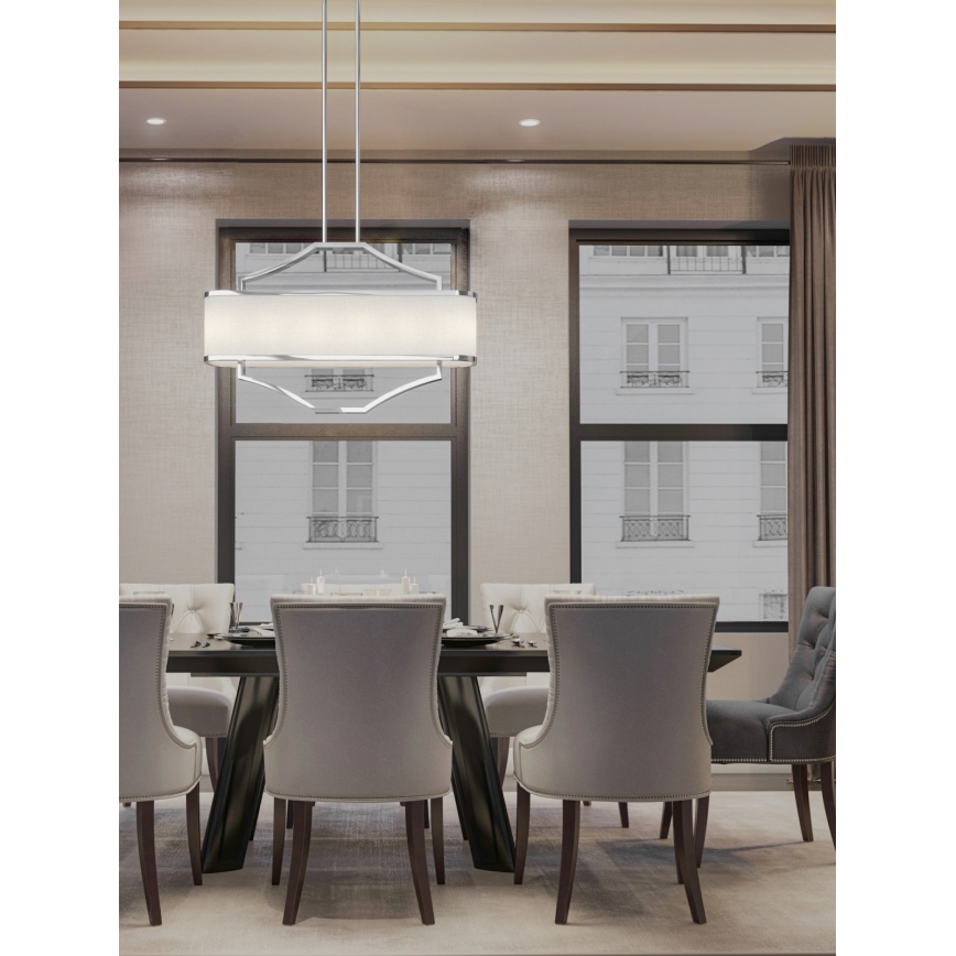 Open Design OR84849 - Lustre sur tige GERDO OVALE 6xE14/12W/230V chrome brillant/blanc