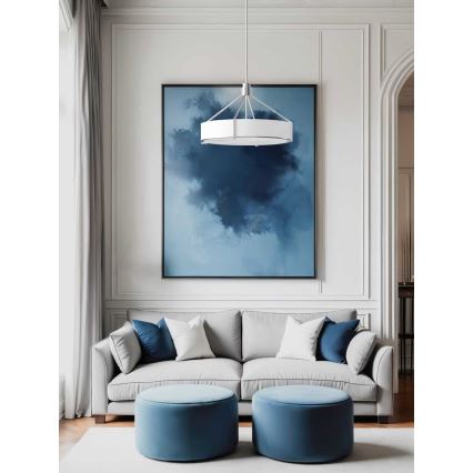 Open Design OR85655 - Hanglamp met stang DORETTO, 6×E27/15W/230V, Ø 70 cm, mat chroom/wit