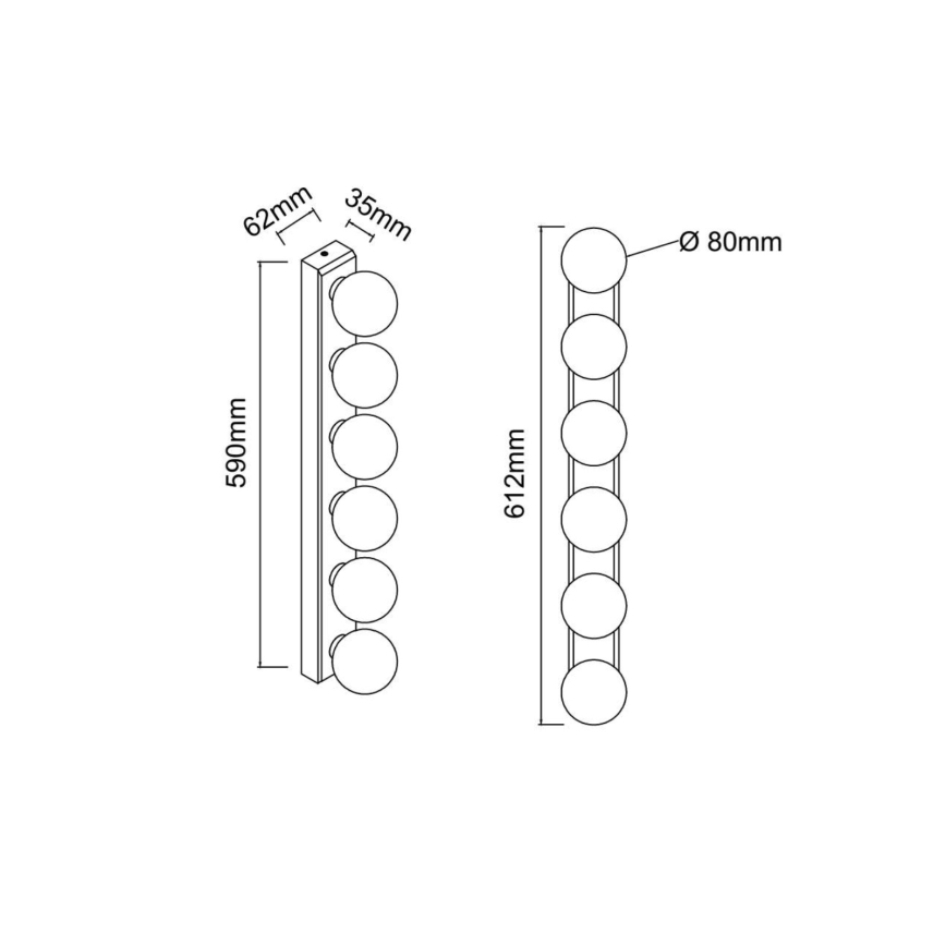 Open Design OR85693 - Applique murale de salle de bains MERINO 6xG9/8W/230V 61 cm IP44 chrome brillant